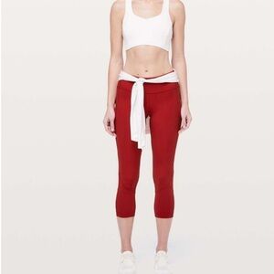 Lululemon Women’s Pace Rival Crop 22" Four-Way Stretch Leggings in Dark Red, 8